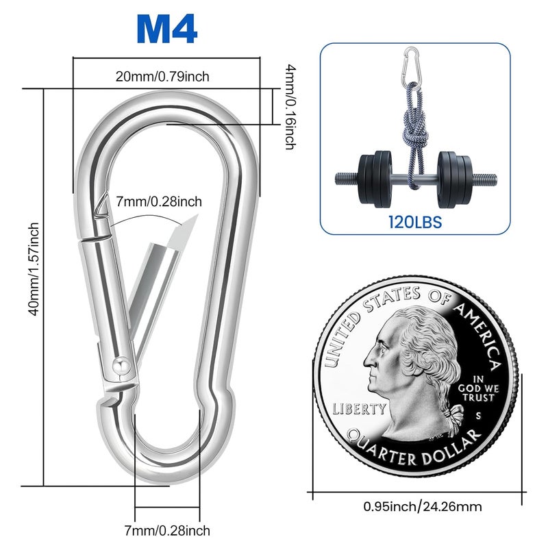 Hoople Small Carabiner Clip 10pcs 1.57 Inch – Heavy Duty Spring Snap Hooks, Durable Alloy Mini Carabiners for Keys, Rope, Swing Set, Camping, Hiking, Fishing, Traveling, Dog Leash, Quick Link Keychain - Image 2